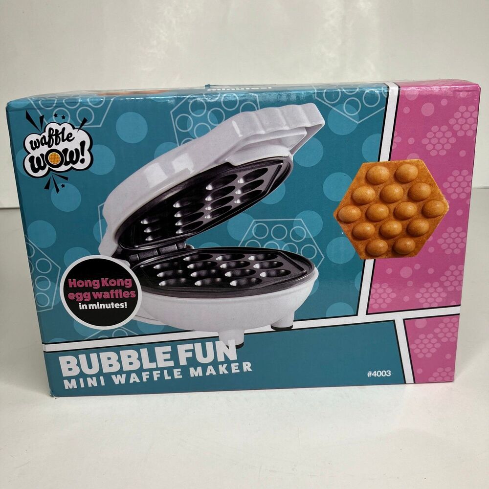 Bubble Mini Waffle Maker 4" Hong Kong Egg Style Waffles or Ice Cream Treats NIB